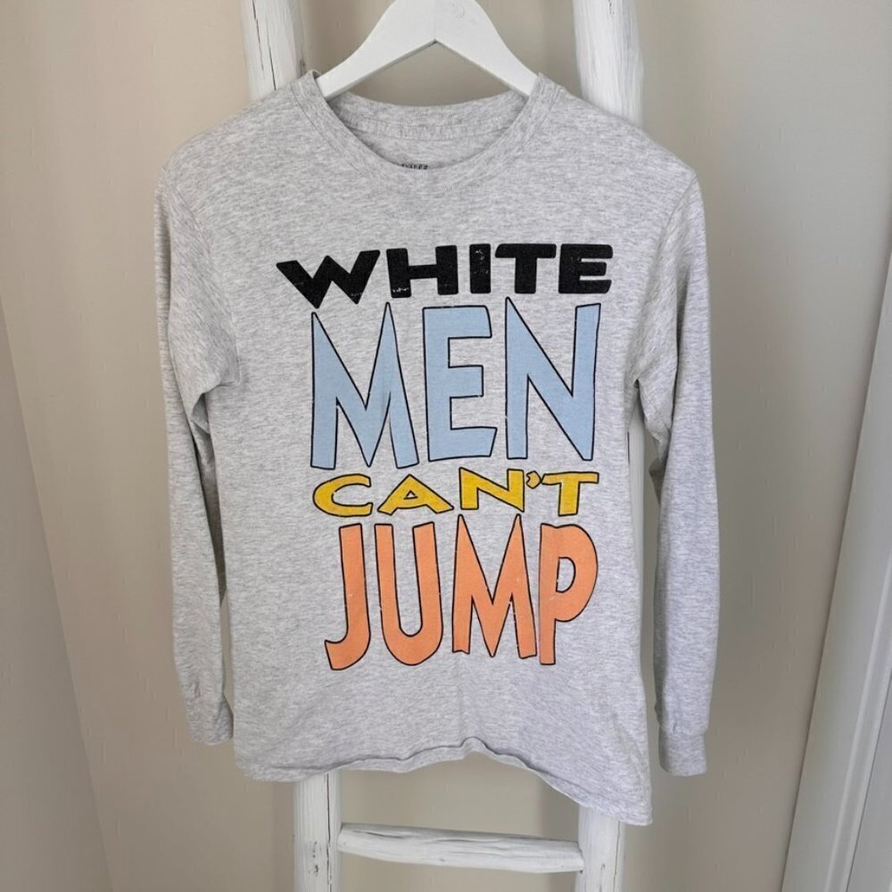White Men Can't Jump Graphic Long Sleeve Tee Shirt Gray Sz S